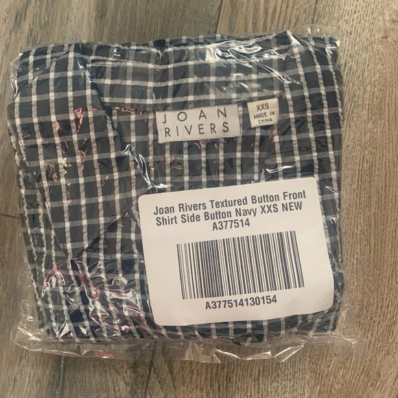 NWT JOAN RIVERS TEXTURED BUTTON FRONT SHIRT W/SIDE BUTTONS LIME NAVY BLUE XXS - Picture 9 of 11